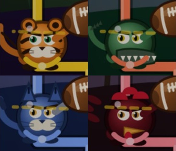 Mascot characters from Pounce, a browser-based football physics game